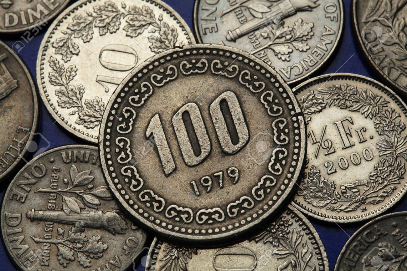 台湾硬貨 、韓国硬貨』 （韓国のコイン。C025中国古銭　金鳳祥 足赤 バー。韓国 100 ウォン硬貨